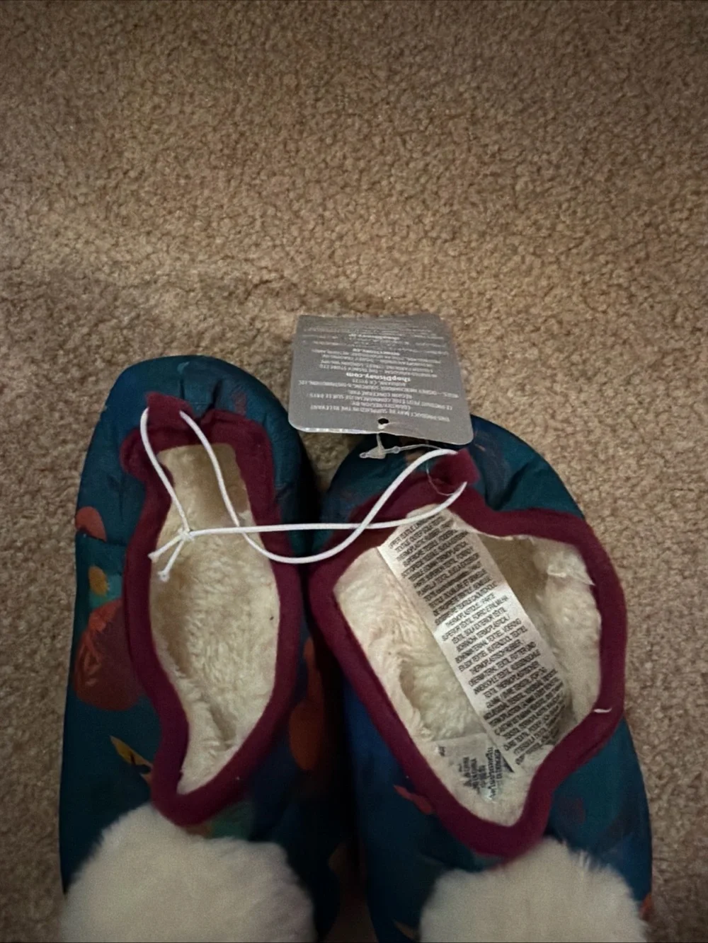 NWT Disney Store Frozen 2 slippers kids featuring teal floral pattern Size 13/1